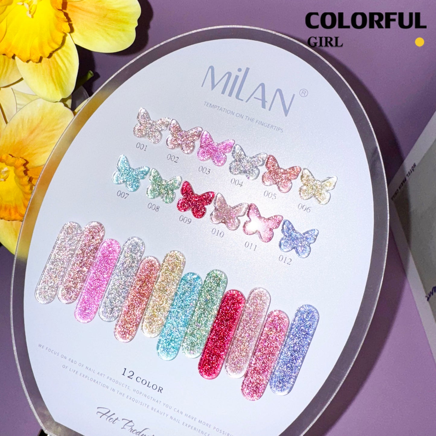 【พร้อมส่ง】Milan  สีเจลแฟลช 12 สี ✨ เจลกลิตเตอร์ประกายวิ้งค์ สีแน่น ติดทนนาน สีเจลทาเล็บ สี แถม ชาร์ทสี ยาทาเล็บเจล  15 มล.(ทามาให้แล้ว พร้อมใช้งาน)
