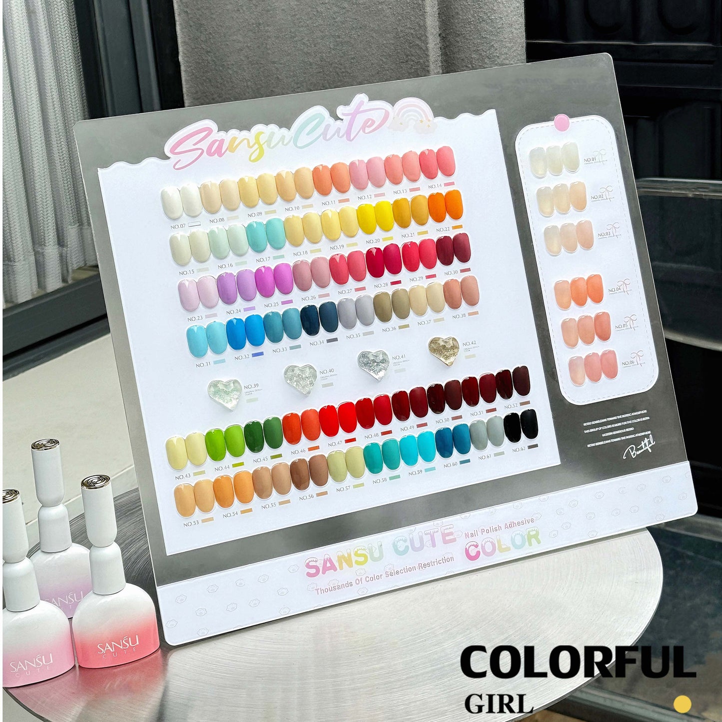 สีเจล SANSU 62 สี ชุดยาทาเล็บ 15ml/ขวด การ์ดสีฟรี สีเจลไซรัป +สีเจลกลิซเตอร์ ชุดร้านเล็บ พร้อมชาร์ทโชว์ ขวดสีเดียวกับสี