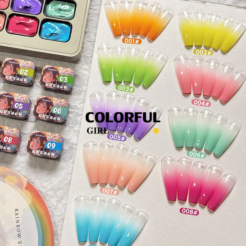 ✨พร้อมส่ง✨ เล็บเจล 1 ชิ้น ใหม่Solid Pat Gel 9-square series  ยาทาเล็บ Pat กาว Delicate หนาสูง Saturation Blooming Gradient No-Wash ยาทาเล็บ 9 Grid Series