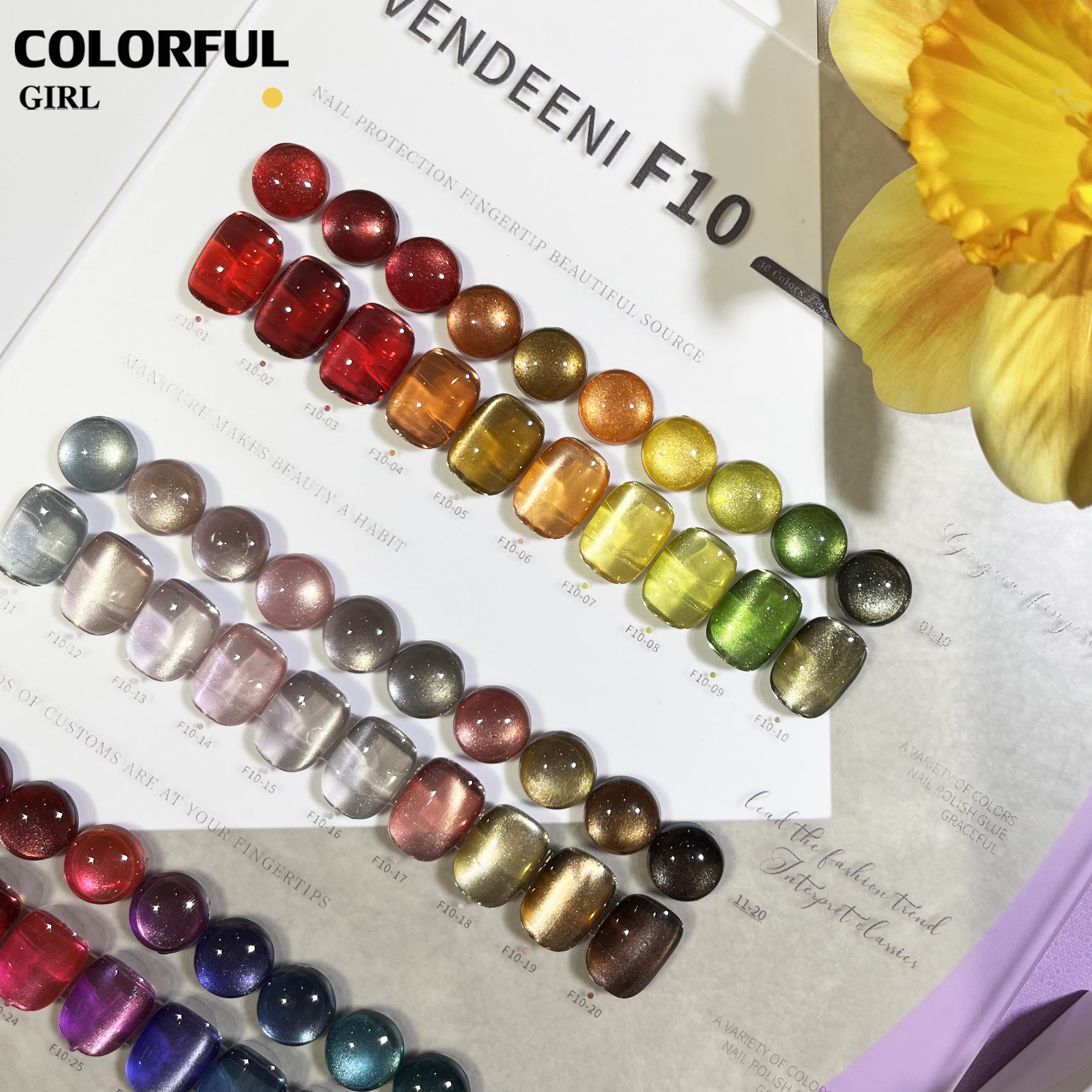 Vendeeni VDN-F10 30สี สีเจลแคทอายเนื้อซาติน แถมฟรีชาร์ทสี