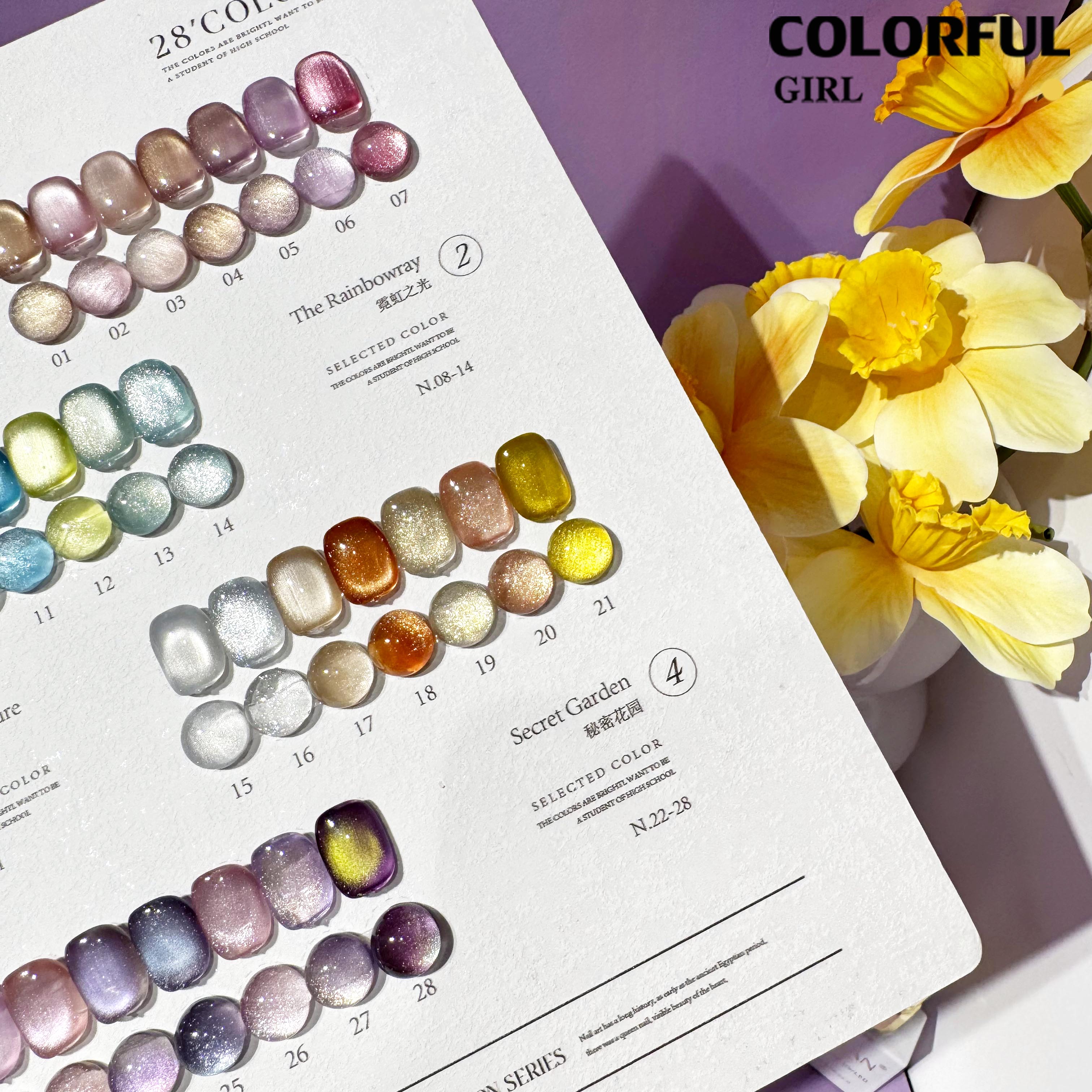 MILAN 28 สี เจลแคทอายผิวซาตินมุก + สีเจลแคทอาย ฟรีชาร์ทสี