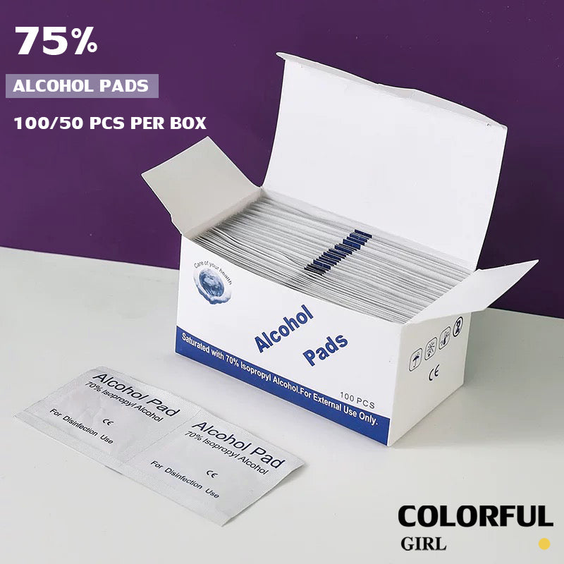 แผ่นแอลกอฮอล์ 75% Alcohol Pad สำหรับทำความสะอาดและฆ่าเชื้อโรค ขนาด 100 ชิ้น/กล่อง และ 50 ชิ้น/กล่อง ช่วยรักษาความสะอาด