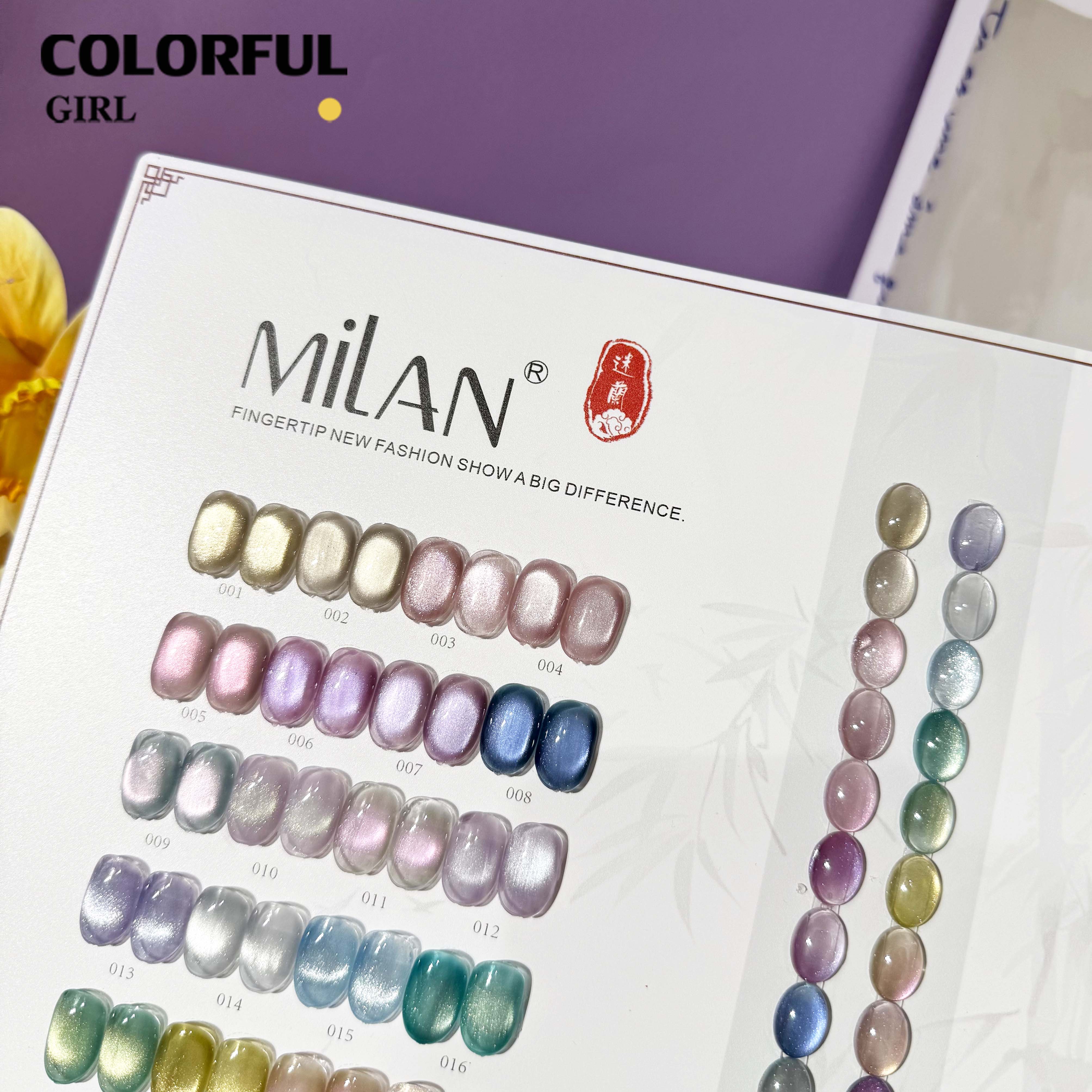 MILAN 24สี เจลแคทอายผิวซาตินมุก + สีเจลแคทอาย สีเจลแคทอายเนื้อซาติน ฟรีชาร์ทสี