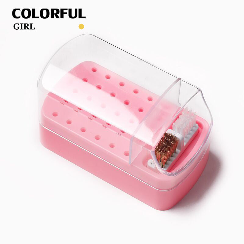【พร้อมส่ง】5สี กล่องเก็บหัวขัด 30 หลุม พร้อมแปรงทําความสะอาด ป้องกันฝุ่น