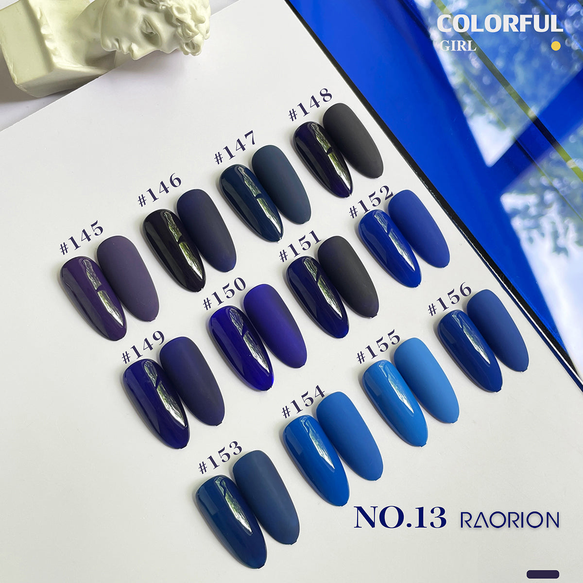 【พร้อมส่ง】 สีทาเล็บเจลColorful girl สี( Colorful girl) สีเจล สีเจลสีพื้น 12สีชุดเจลสีฟ้า แถม ชาร์ทสี