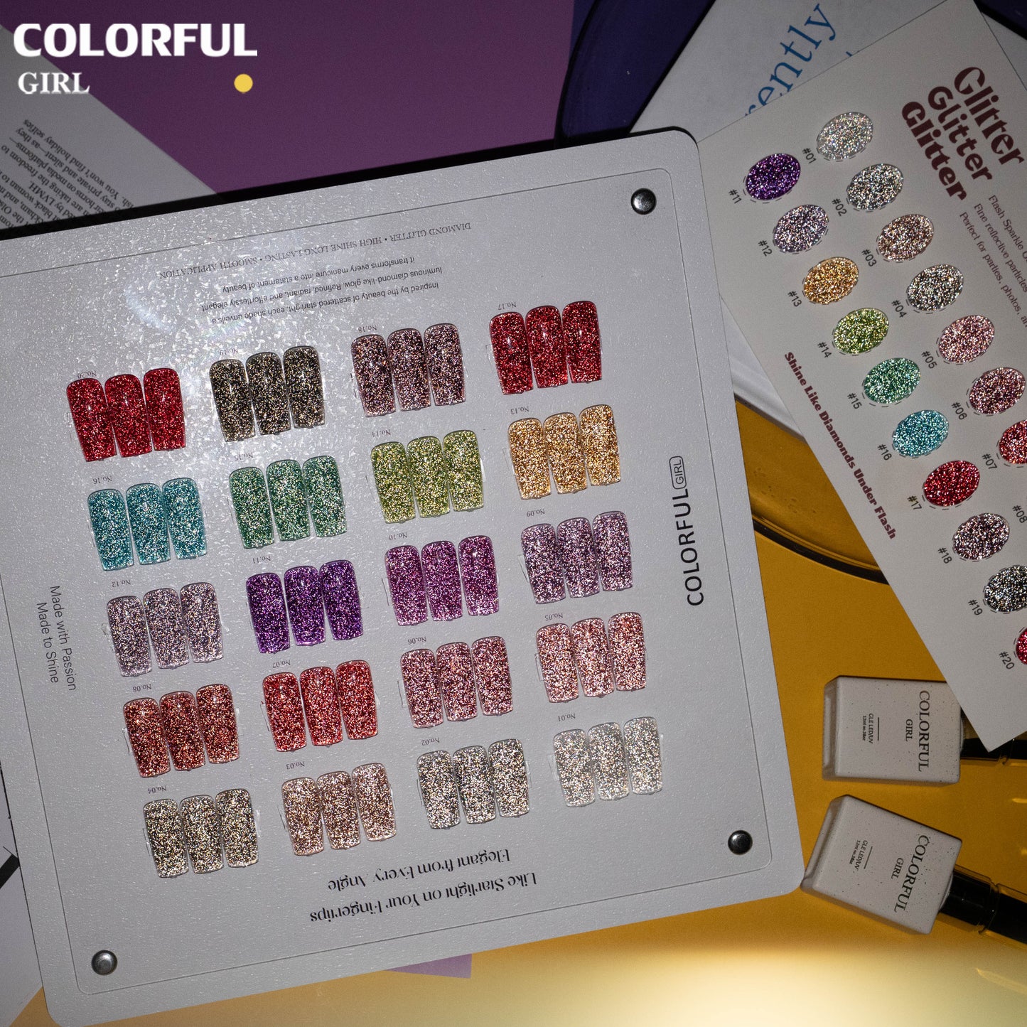 COLORFUL GIRL สีเจลแฟลช 20 สี ✨ เม็ดกลิตเตอร์แน่นพิเศษ|เอฟเฟกต์แสงวิบวับเล่นมิติ|ประกายระยิบระยับหรูหราเหมือนแสงดาว 💖