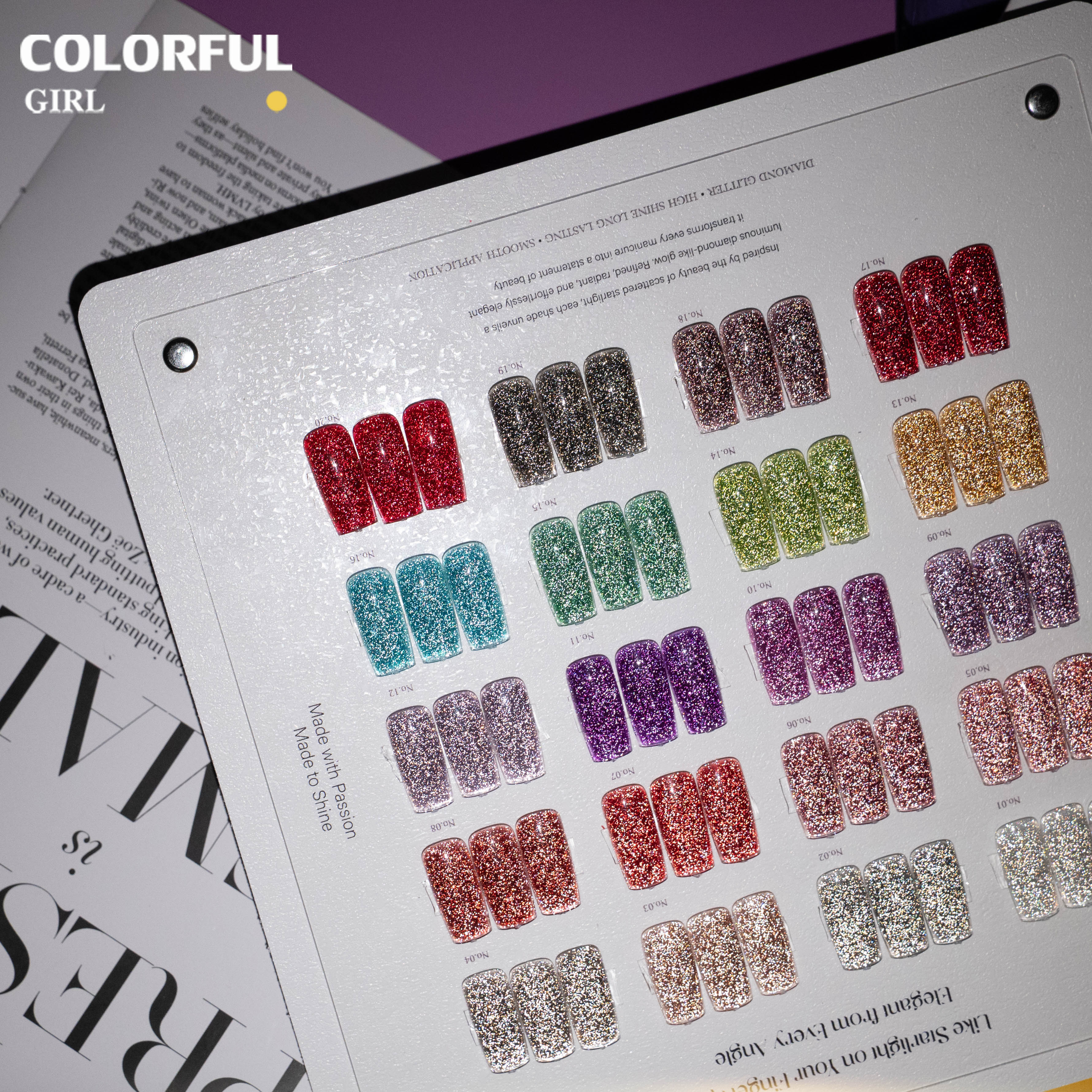 COLORFUL GIRL สีเจลแฟลช 20 สี ✨ เม็ดกลิตเตอร์แน่นพิเศษ|เอฟเฟกต์แสงวิบวับเล่นมิติ|ประกายระยิบระยับหรูหราเหมือนแสงดาว 💖