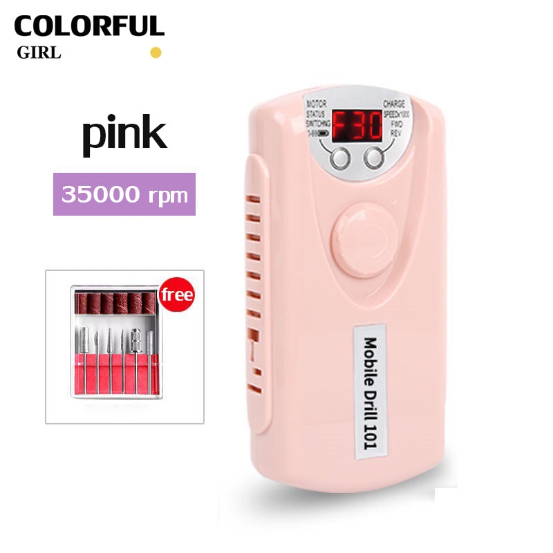 เครื่องเจียรเล็บ 30000RPM พร้อมหัวเจีย เครื่องสีดำ สีชมพู และสีขาว