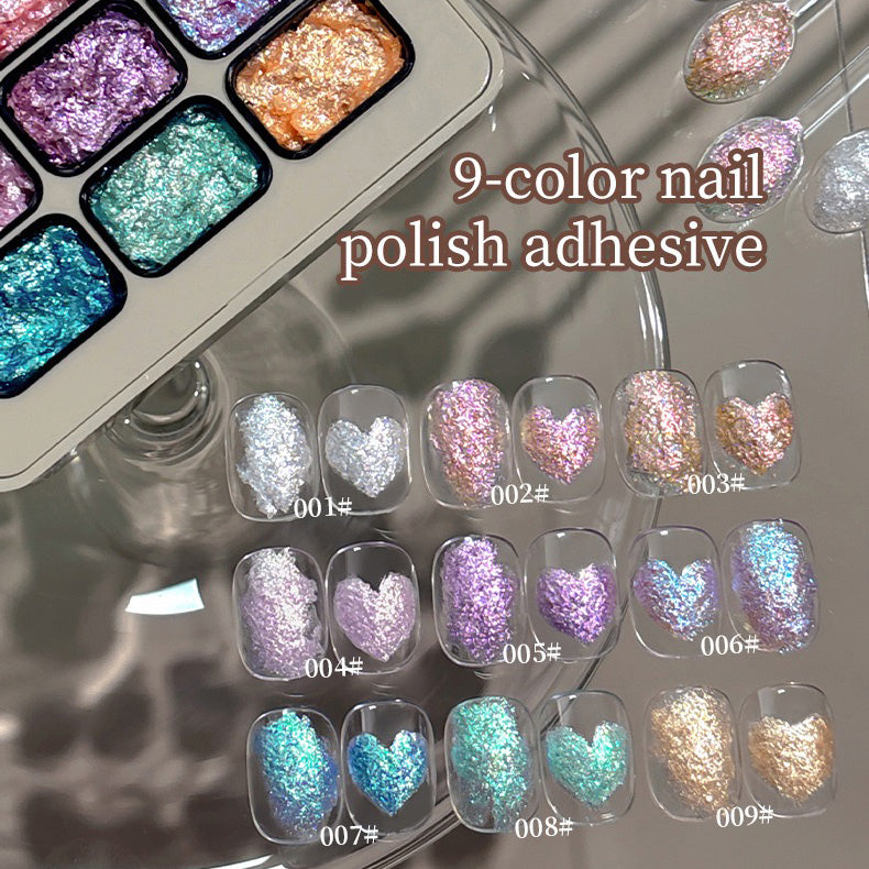 ✨พร้อมส่ง✨ Nail Art Fairy Powder Cream มินิซีรีส์ Nine-square โพลาไรซ์แบบทึบ กลิตเตอร์ละเอียด กาวบำบัดสามมิติสำหรับร้านทำเล็บ