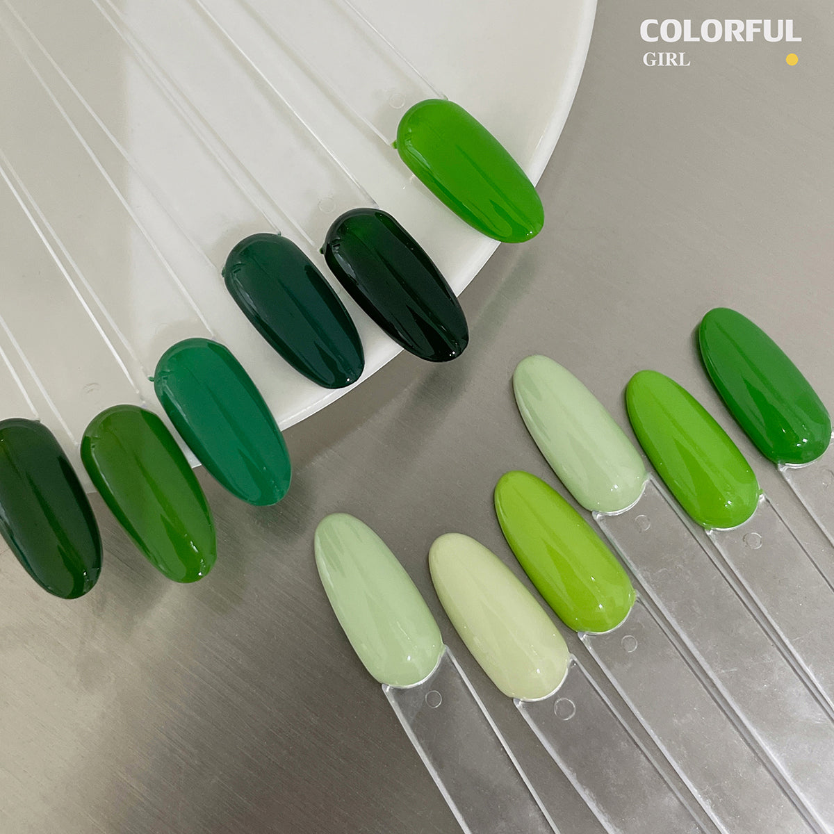 【พร้อมส่ง】 สีทาเล็บเจล Colorful girl สี( Colorful girl) สีเจล ชุดเจลสีเขียว 12สี ชุดเจลสีเขียว สีเจลสีพื้น+แถมชาทสีฟร