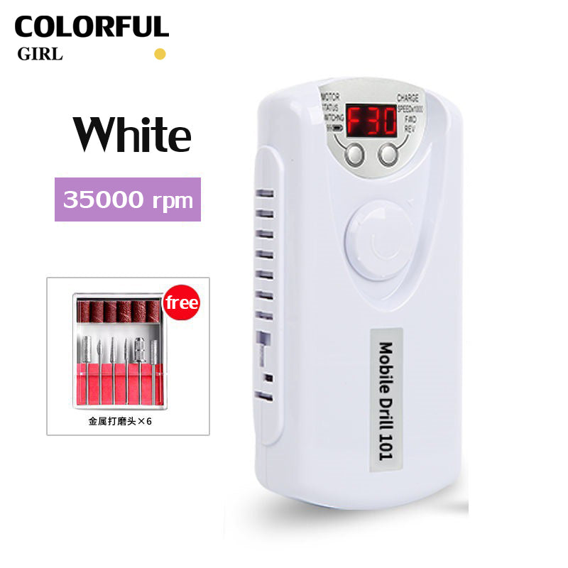 เครื่องเจียรเล็บ 30000RPM พร้อมหัวเจีย เครื่องสีดำ สีชมพู และสีขาว