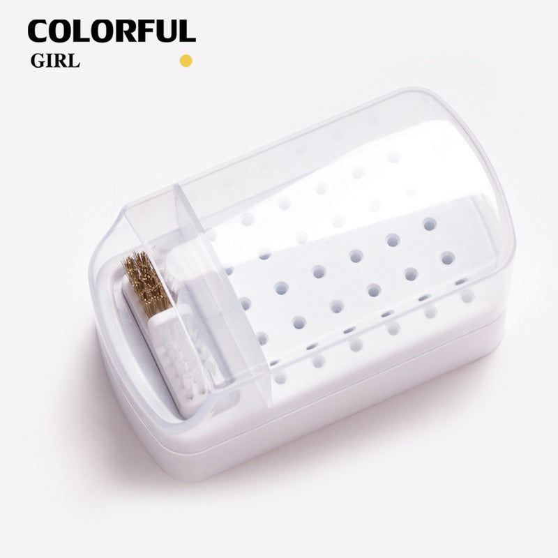 【พร้อมส่ง】5สี กล่องเก็บหัวขัด 30 หลุม พร้อมแปรงทําความสะอาด ป้องกันฝุ่น