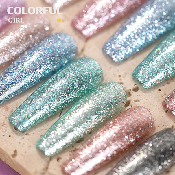Milan 22สี สีเจลแฟลชกลิตเตอร์ แพลตติมันแฟลช+ประกายออโรร่า กากเพชรชัด ฟรีชาร์ทสี