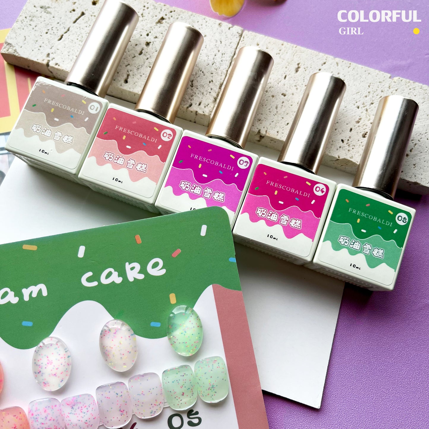XIAOYING 5 ชุดยาทาเล็บสี เจลกึ่งซึมผ่านได้ยาทาเล็บกาว สีทาเล็บเจล สีเจล10ml 1 กระดาษแข็งเปล่า
