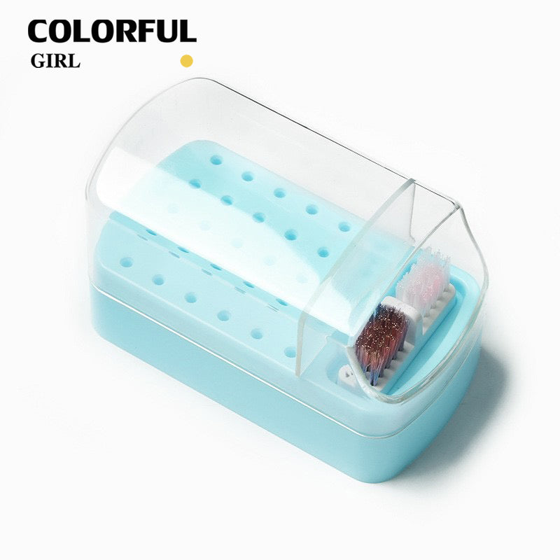 【พร้อมส่ง】5สี กล่องเก็บหัวขัด 30 หลุม พร้อมแปรงทําความสะอาด ป้องกันฝุ่น