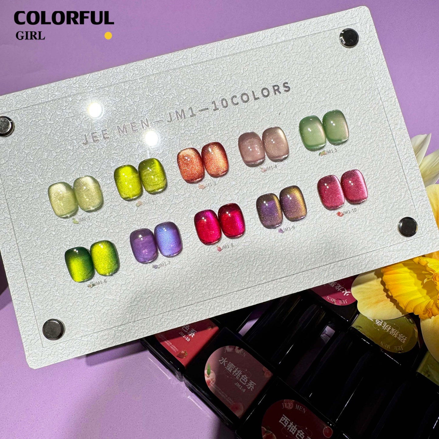 【พร้อมส่ง】VENDEENI JM01 10สี สีเจลแคทอายเนื้อซาติน+สีเจลแคทอาย 10สี สีลูกแก้ว ฟรีชาร์ทสี Cat eye 10สี (แถม ชาร์ทสี ทามาให้แล้ว) เจลหินอ่อนโทนผลไม้ ผิวซาตินนุ่มละมุน สีหวานละไมสุดหรู
