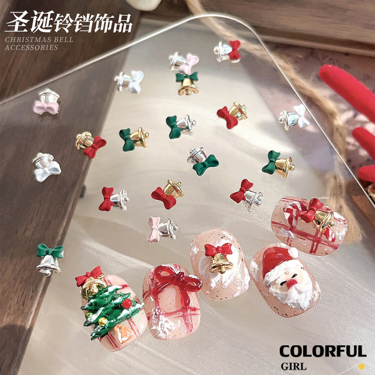 Christmas Nail Art Set DIY 🎄 ชุดตกแต่งเล็บคริสต์มาส | Premium 3D Nail Charms & Stickers | Snowflake Santa Christmas Tree Nail Accessories | Holiday DIY Nail Decoration Collection