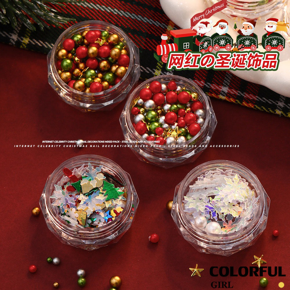 Christmas Nail Art Set DIY 🎄 ชุดตกแต่งเล็บคริสต์มาส | Premium 3D Nail Charms & Stickers | Snowflake Santa Christmas Tree Nail Accessories | Holiday DIY Nail Decoration Collection