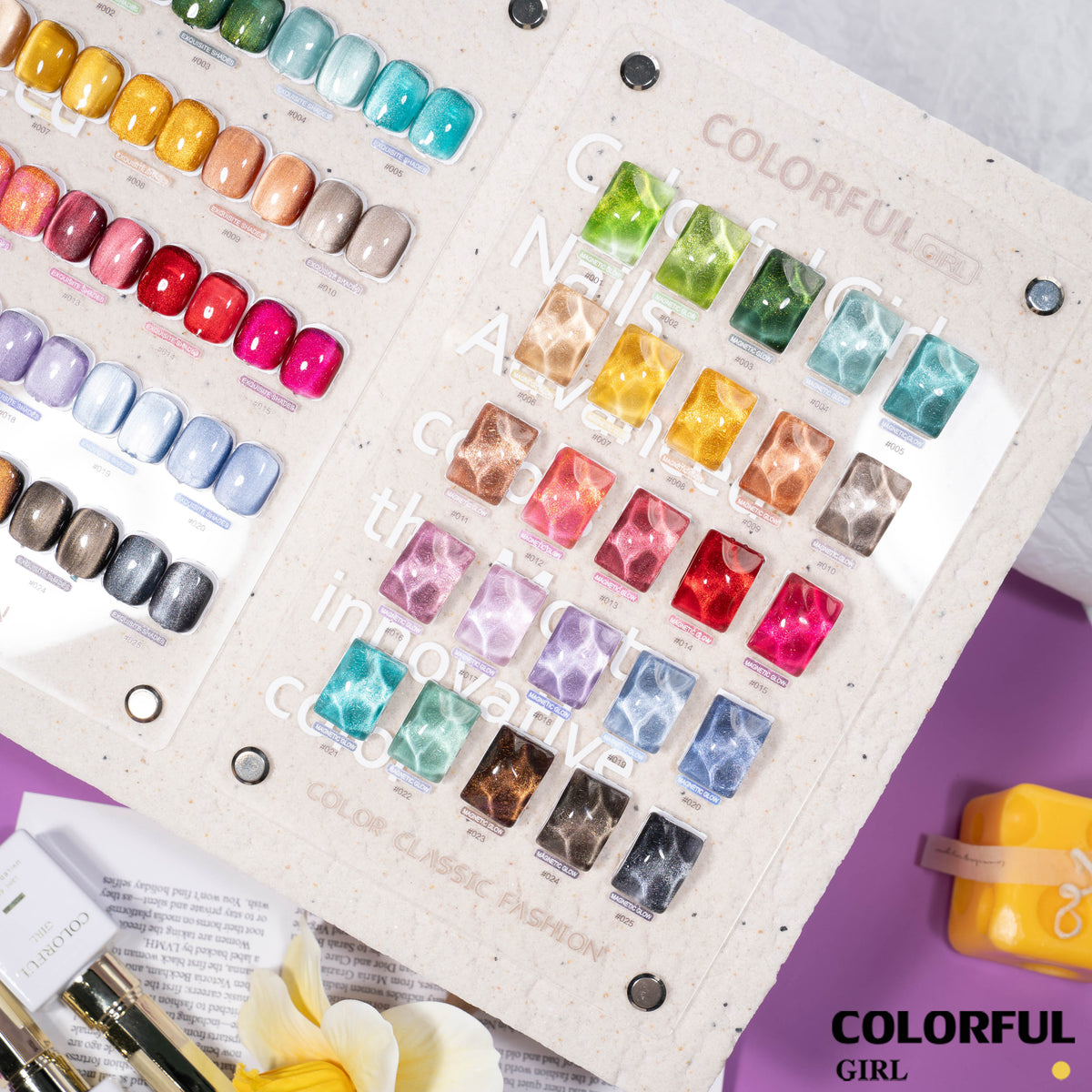 COLORFUL GIRL 25 สี สีเจลแคทอายเนื้อซาติน+สีเจลแคทอาย ฟรีชาร์ทสีสุดพรีเมียม