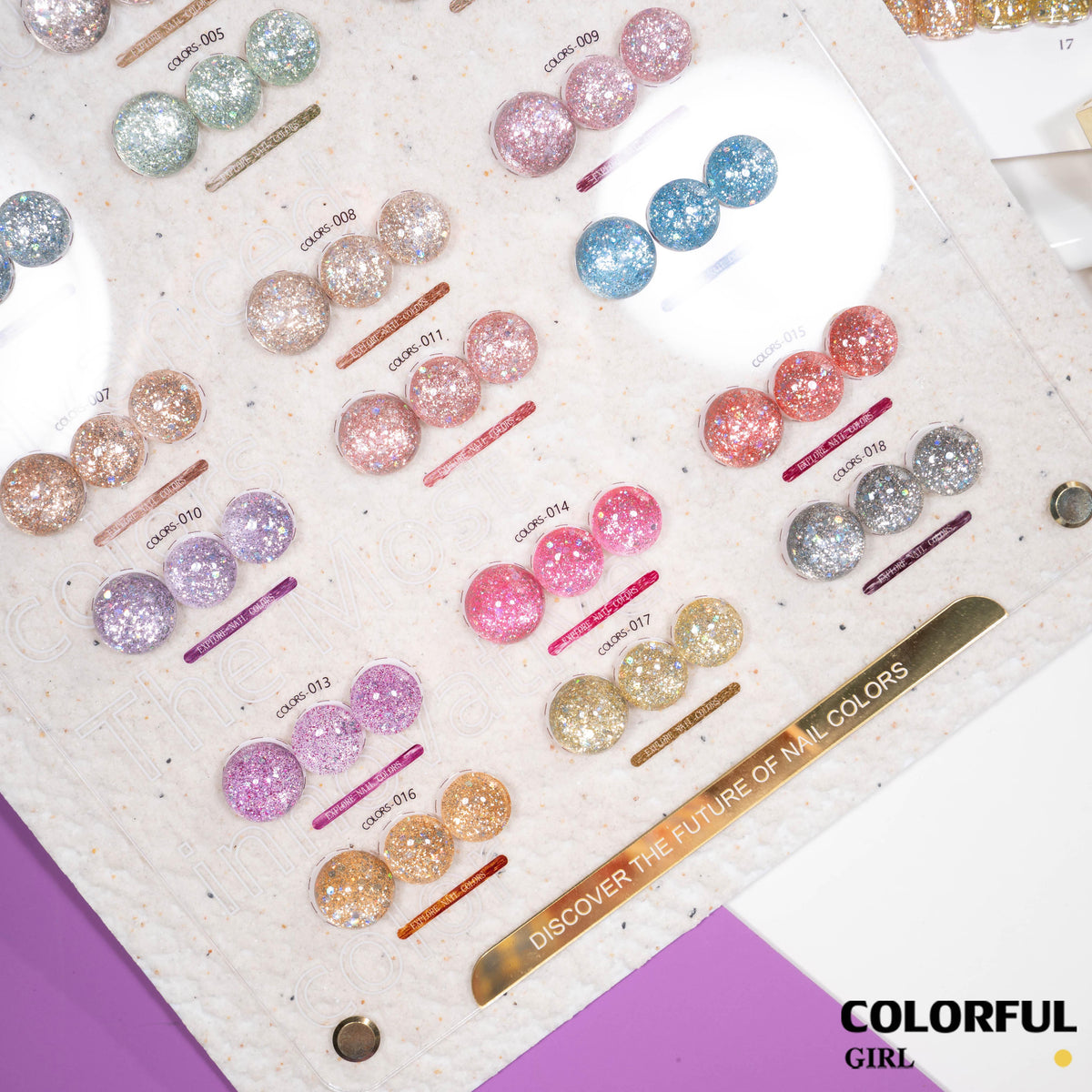 COLORFUL GIRL สีกากเพชร+เลเซอร์แฟลช 18 สี แถมฟรีชาร์ทสี