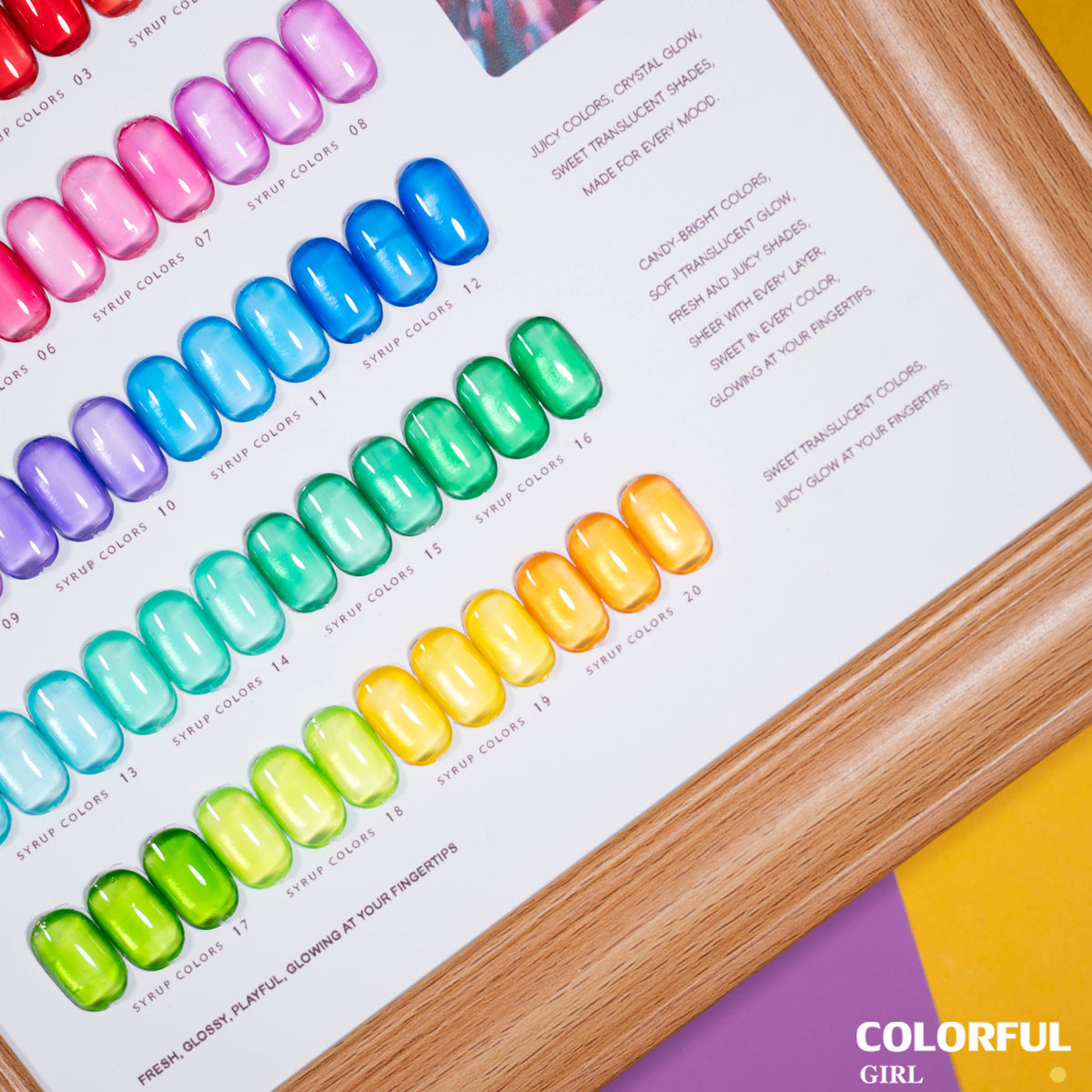 【พร้อมส่ง】สีเจลไซรัป 20 สี COLORFUL GIRL (COLORFUL GIRL)สีลูกกวาด โทนสีสะอาด ดูสบายตา (พร้อมใช้งาน) ✨