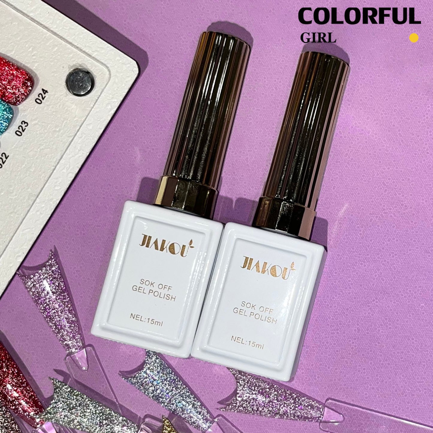【พร้อมส่ง】JIAKOUสีเจลแฟลช สีทาเล็บเจล 24สี(JIAKOU) สีเจล25สี สีเจลแฟลช แถม ชาร์ทสี (แถม ชาร์ทสี ทามาให้แล้ว)แพลตติมันแฟลช+ประกายออโรร่า