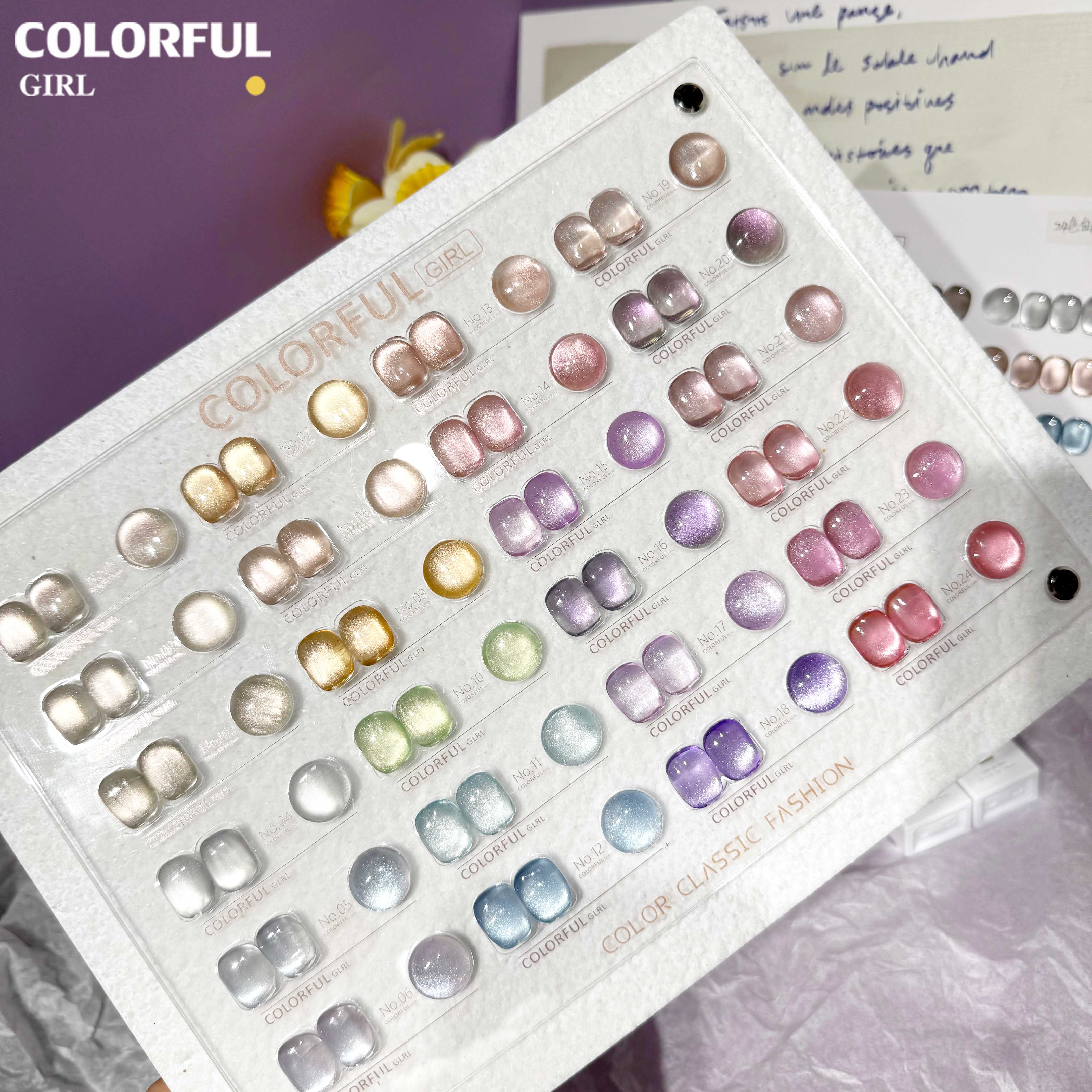 Colorful Girl 24 สีเจลแคทอาย ซาตินมุก✨ สีลูกแก้วสุดหรู เม็ดสีแน่น สีสวย เงางามติดทนนาน แถมฟรีชาร์ทสี