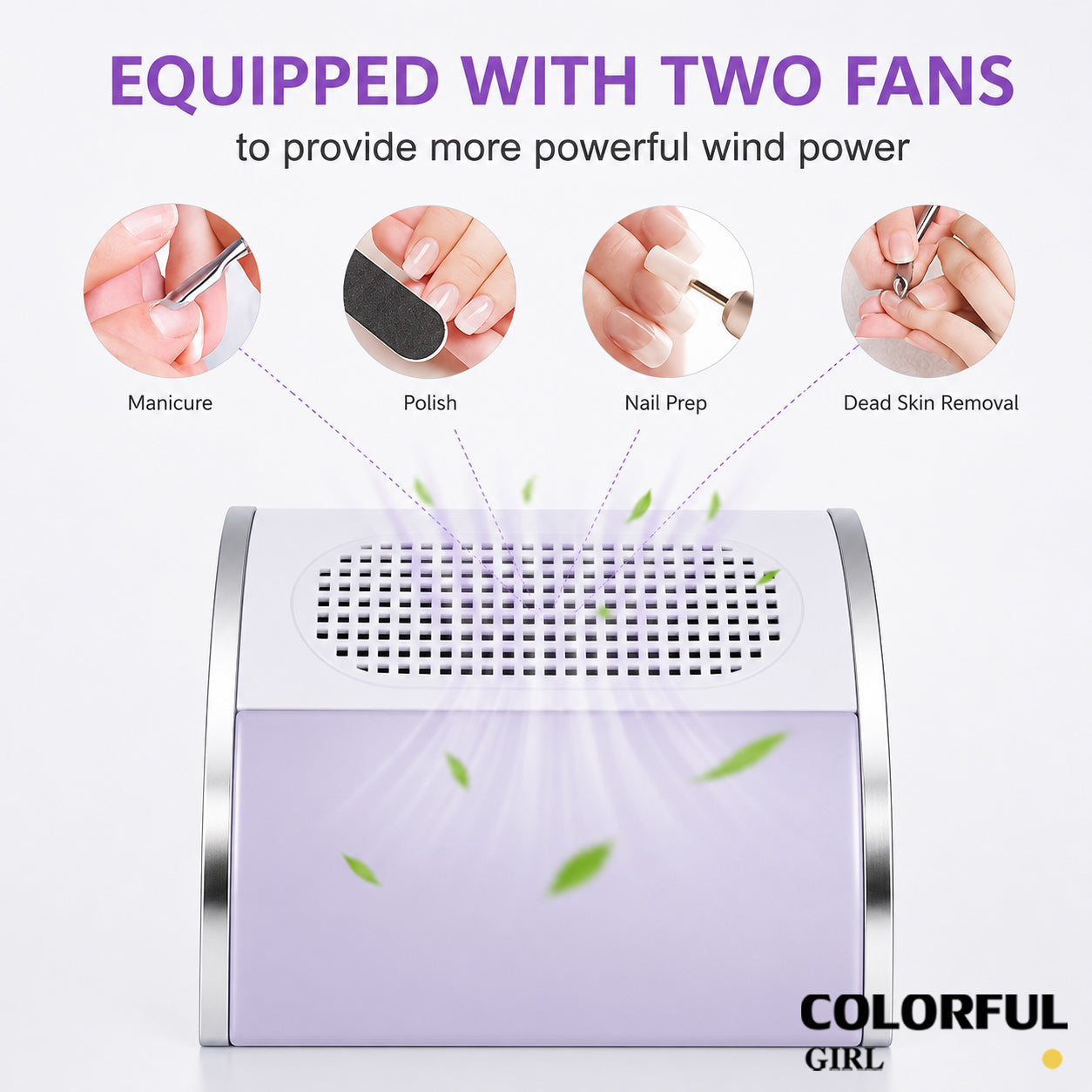 เครื่องดูดฝุ่นเล็บ 80W สีขาว / สีขาวม่วง พัดลมดูดฝุ่นเล็บ เครื่องดูดเศษเล็บ เครื่องเก็บฝุ่นเล็บ เสียงรบกวนต่ำ พร้อมถุงเก็บฝุ่น เครื่องใหญ่