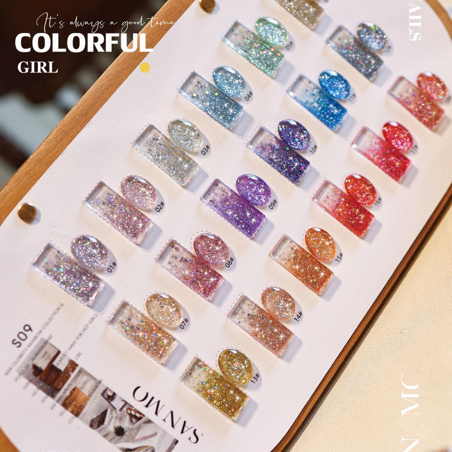 【พร้อมส่ง】สีเจลกากเพชรวิ้งแน่น 18 สี (SANMO)สีสวย แถมชาทสีฟร แถม ชาร์ทสี กลิตเตอร์สีรุ้งวิบวับ