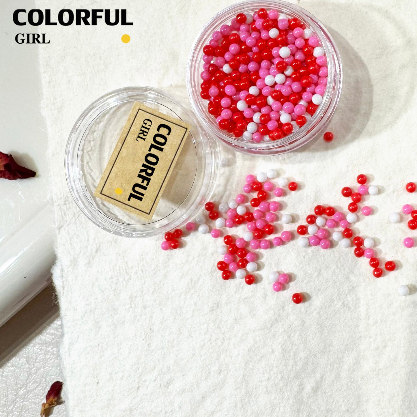FUN BEADS สไตล์เกาหลี อิน ด้ายสีเค้กริบบิ้นริบบิ้นอุปกรณ์แต่งเล็บน่ารักผสมสีรูปพิเศษน้ําตาลเข็มสีถั่วเครื่องปั้นดินเผานุ่มเครื ลูกปัดตกแต่งเล็บ funbeads พร้อมส่งในไทย