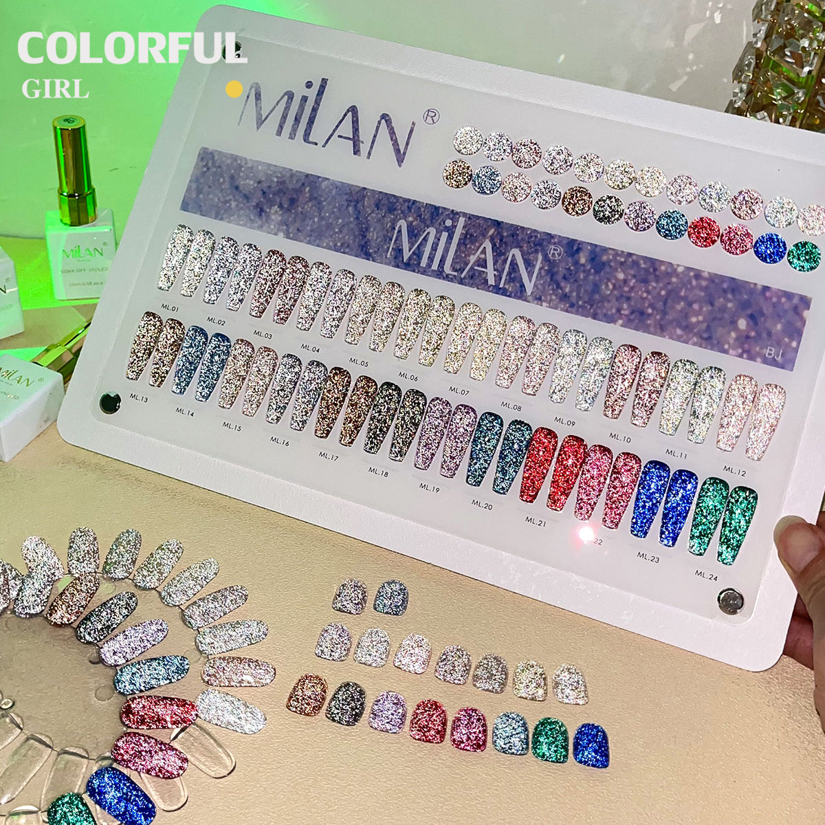 【พร้อมส่ง】milan สีเจลแฟลช 24 สี (milan )สีเจลทาเล็บ สี แถม ชาร์ทสี ยาทาเล็บเจล
