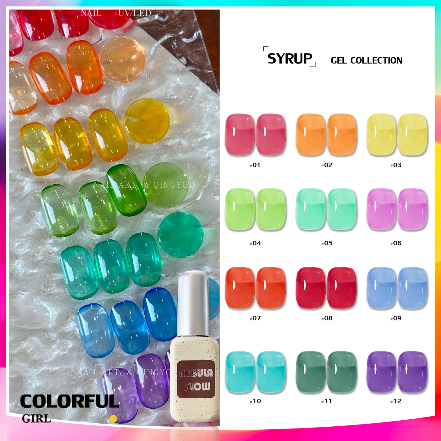 ✨พร้อมส่ง🇹🇭✨ NF-006|เบอร์ 1-12 แบบแยกขวด สีไซรัปแคนดี้NebulNFlow| สีลูกกวาด เนื้อสวยละมุนค่ะ ส่งไว ไม่บางจนเกินไปทาง่ายและสวยมากค่ะ
