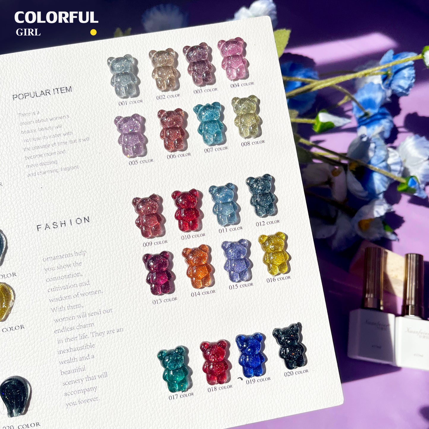 【พร้อมส่ง】XUANFEIER สีเจลแฟลช 20 สี (XUANFEIER)สีเจลทาเล็บ สี แถม ชาร์ทสี ยาทาเล็บเจล