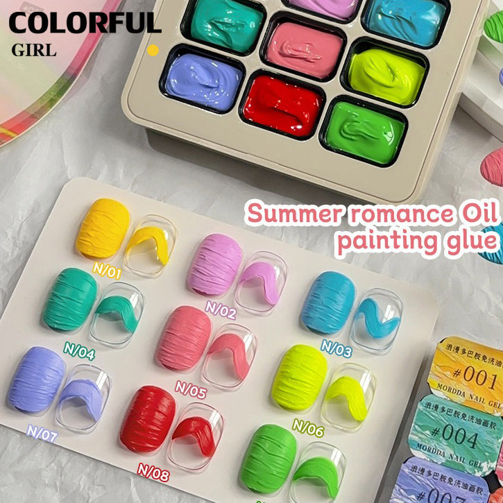 ✨พร้อมส่ง✨ OIL PAINTING TEXTURE GEL ญี่ปุ่นเล็บแกะสลักกาวแกะสลักดินน้ำมันยูวีเจลจิตรกรรม 5d นูนเจลเล็บอุปกรณ์สำหรับมืออาชีพ 9 สี