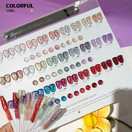 【พร้อมส่ง】 XUANFEIERชุด30สี  (XUANFEIER)  สีเจลแฟลชกลิตเตอร์  แพลตติมันแฟลช+ประกายออโรร่า  กากเพชรชัด แน่น