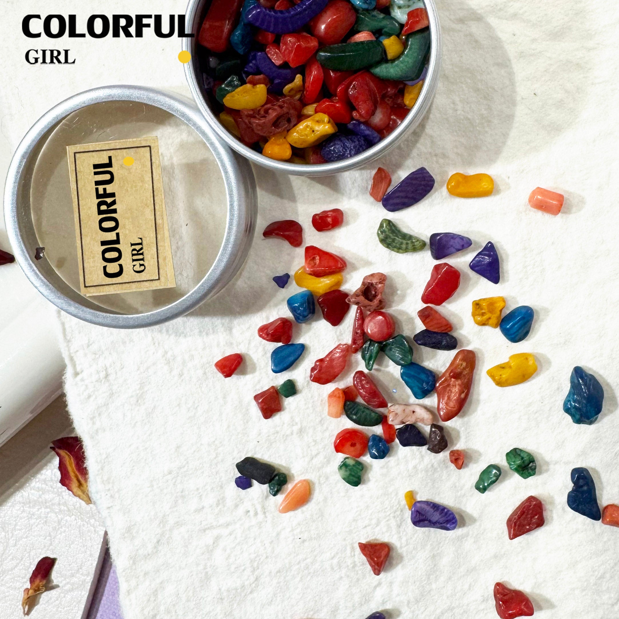 FUN BEADS สไตล์เกาหลี อะไหล่แต่งเล็บ หลากสี แบบกระปุก