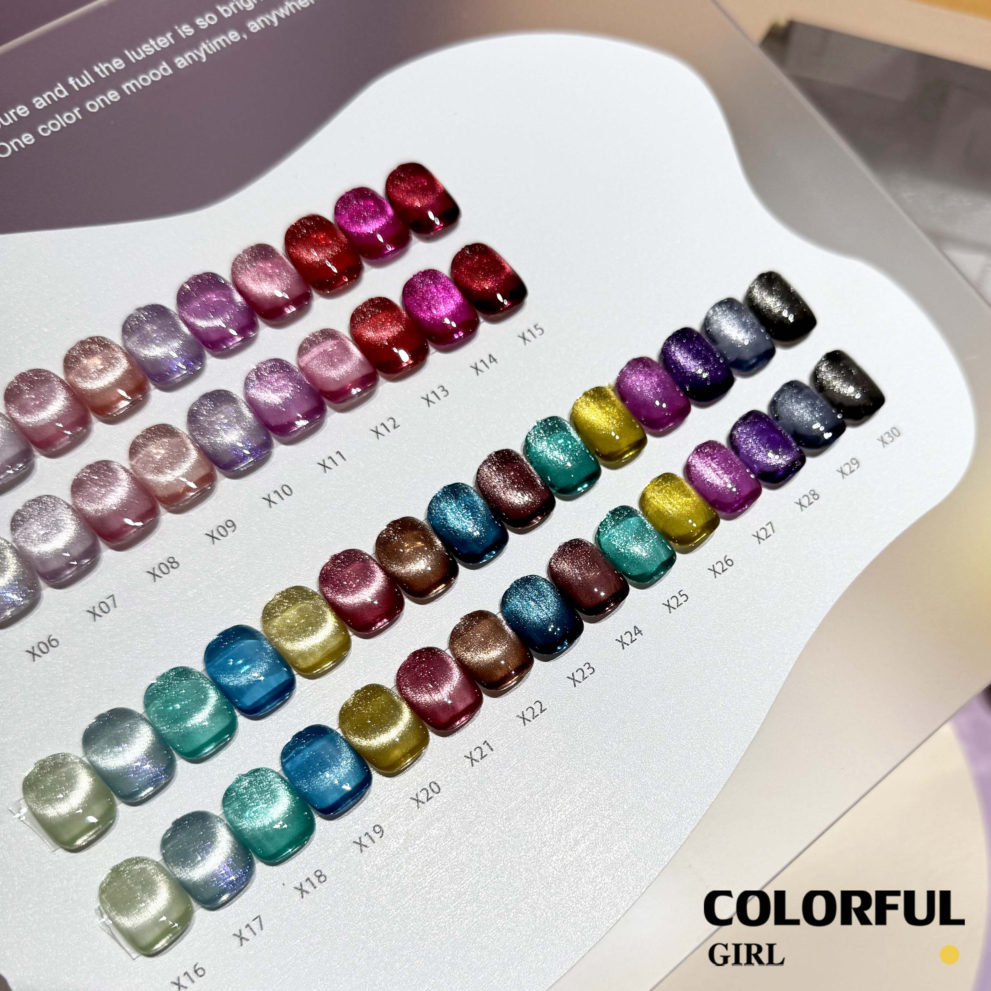 Xuanfeier 30 สี สีลูกแก้ว เอฟเฟกต์มันเงามาก ฟรีชาร์ทสี