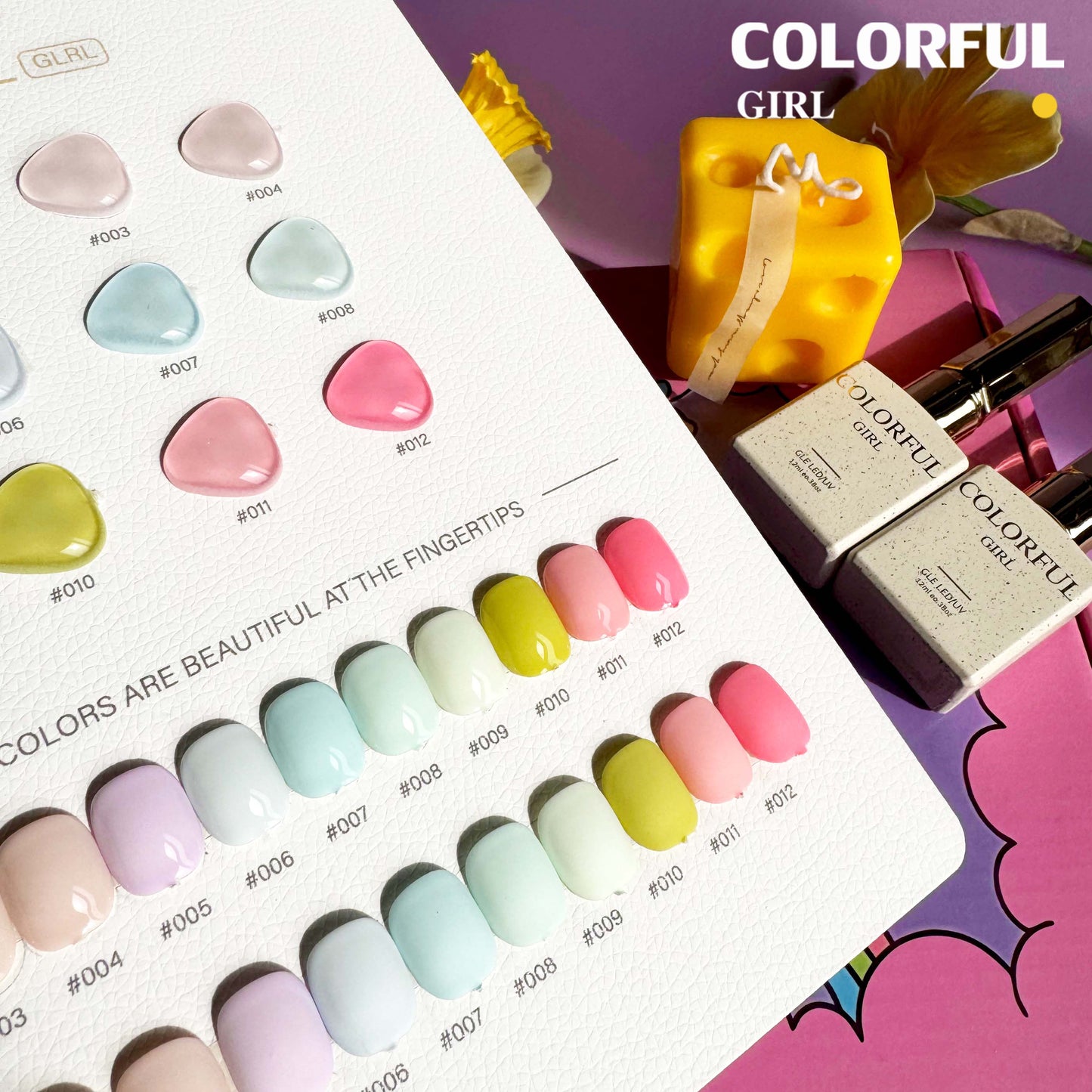 【พร้อมส่ง】 สีทาเล็บเจล Colorful girl สี ( Colorful girl) สีเจล Macaron 12สี Macaron+แถมชาทสีฟร