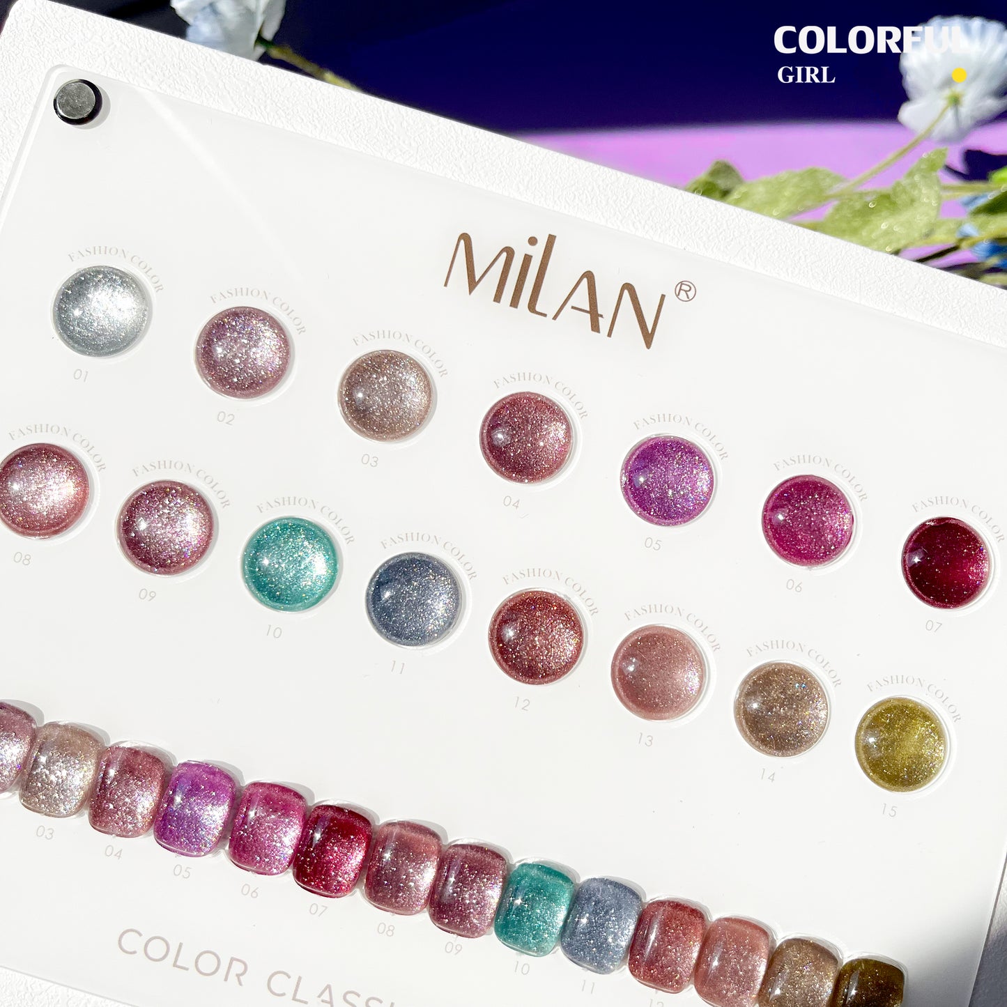 【พร้อมส่ง】MILAN 15สี (MILAN) Very bright cat-eye gel. Cat Eye แถมชาทสีฟร สีลูกแก้ว สีเจล ยกเซต เซตสีเจลฟรีชาร์ทสี