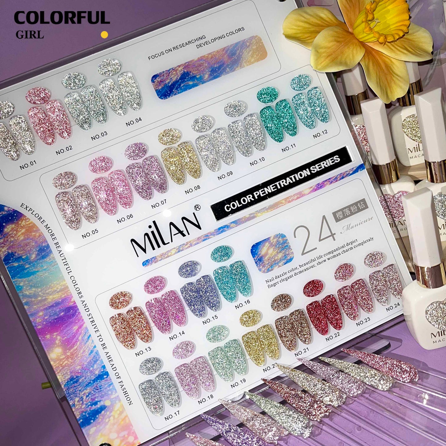 【พร้อมส่ง】MILAN สีเจลแฟลช 24สี (milan)สีเจลทาเล็บ สี แถม ชาร์ทสี ยาทาเล็บเจล ชุดสี 20สี + ฟรีชาร์ทสี