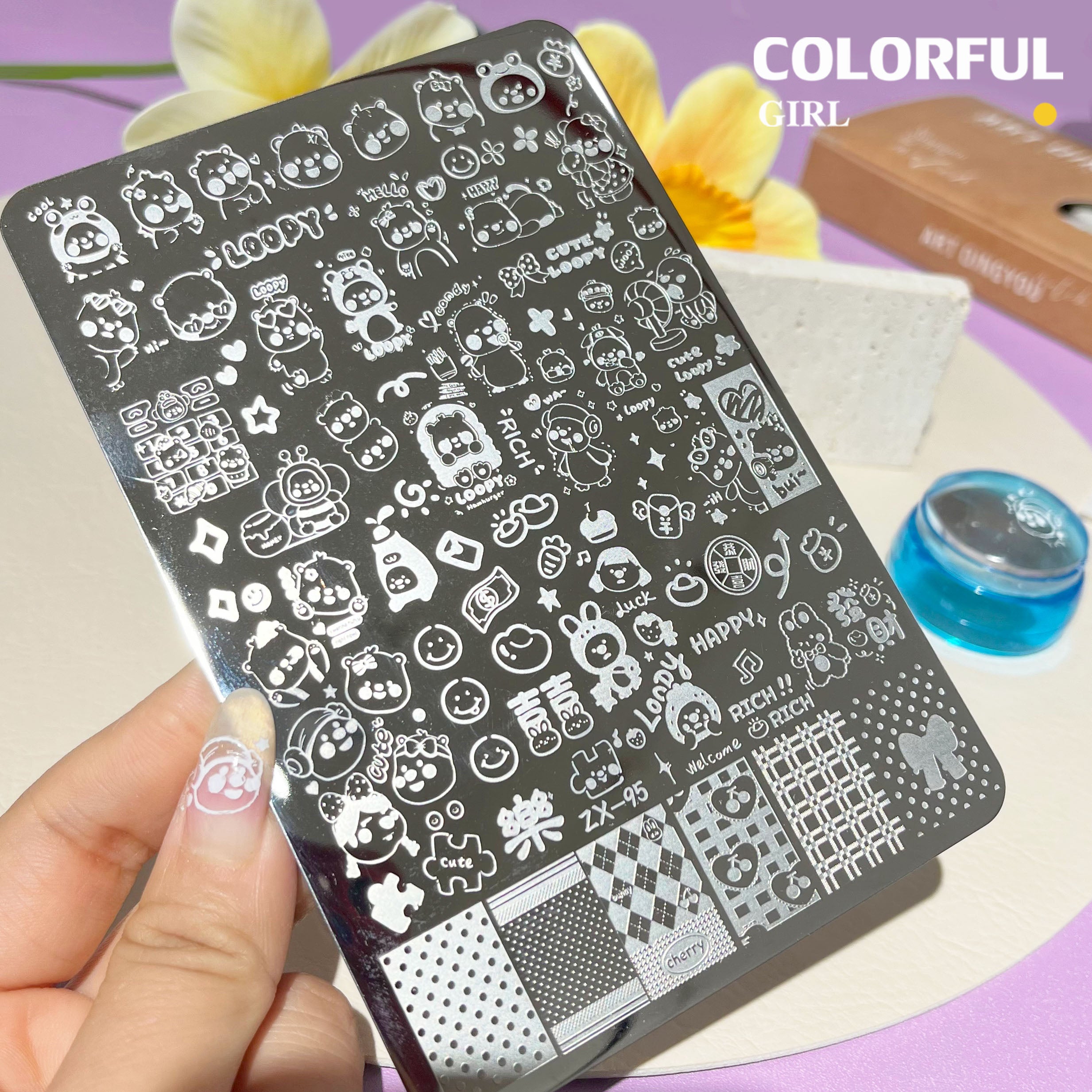Stamping plate แผ่นปั้มลาย เพ้นท์ลาย ลายฉลุพิมพ์เล็บ ( มีหลายลายให้เลือก )