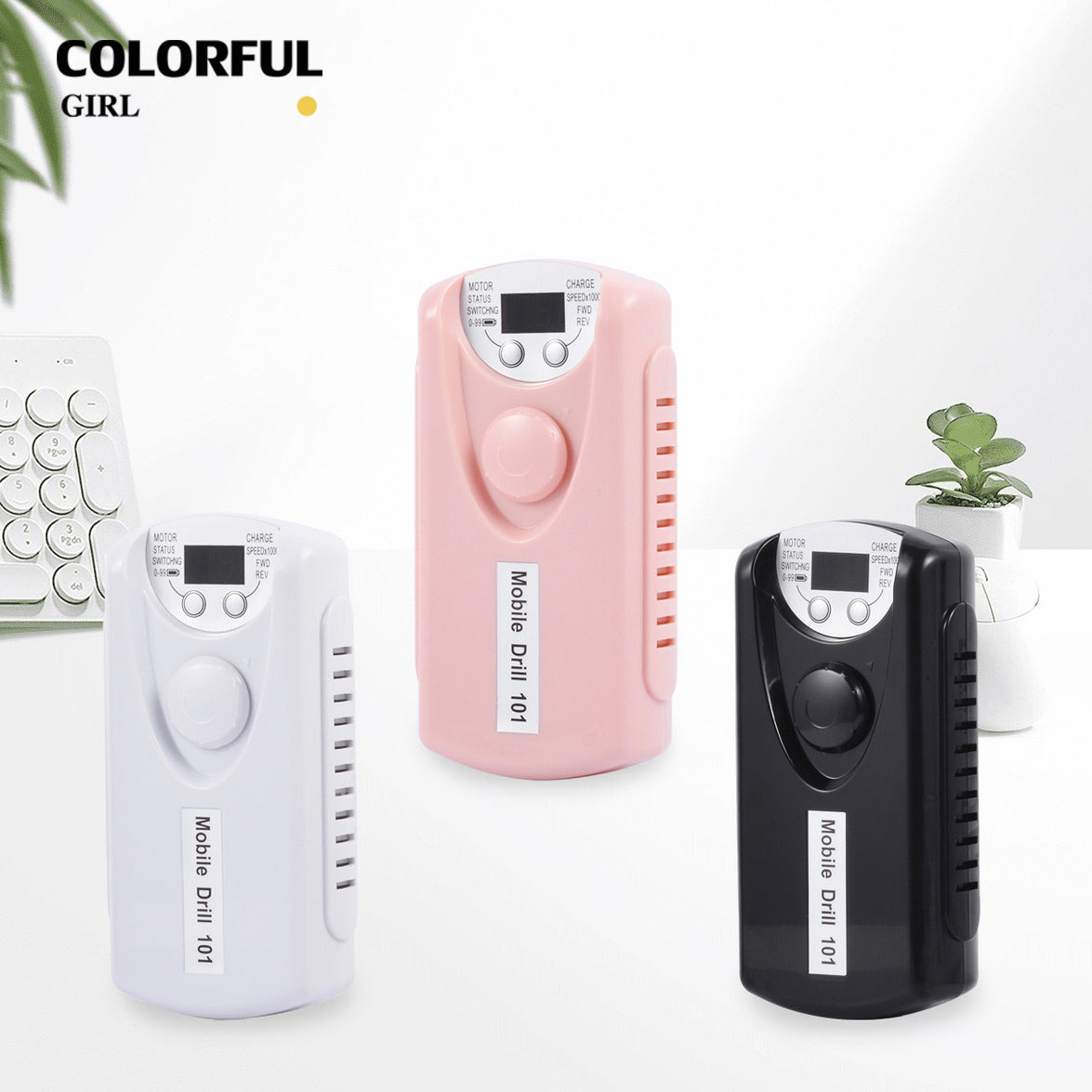 เครื่องเจียรเล็บ 30000RPM พร้อมหัวเจีย เครื่องสีดำ สีชมพู และสีขาว