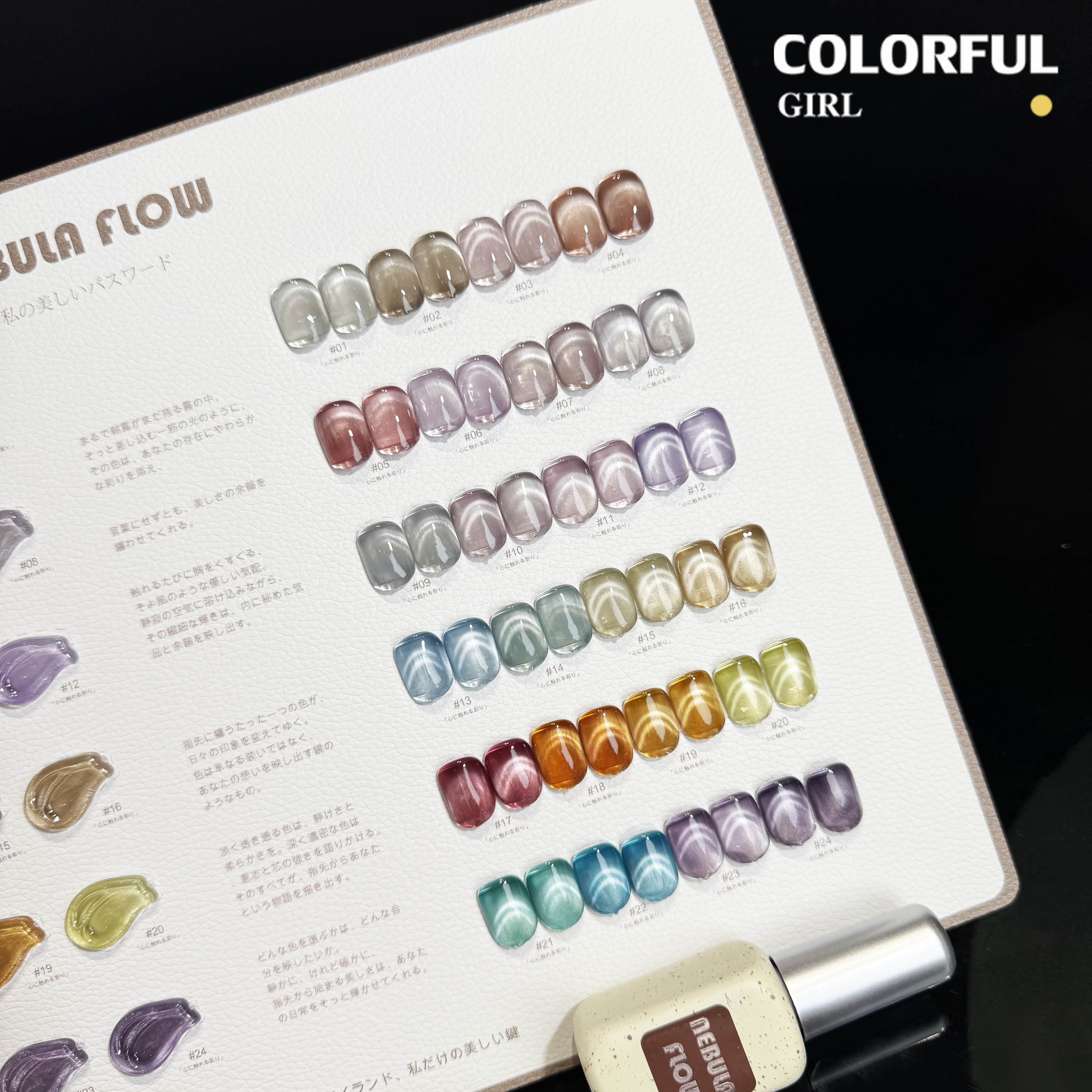 NebulaFlow แบบแยกขวด เบอร์ 1-24 สีเจลแคท อายเนื้อซาติน