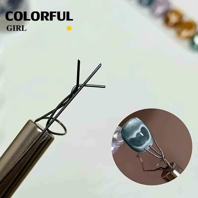 ✨พร้อมส่ง✨ลวดดึงสีลูกแก้วลายหัวใจ Cat Eye เล็บแม่เหล็กชุดยืดหยุ่นลวดเหล็กสําหรับ Creating Heart & Ingot รูปร่างบนเล็บเล็บเครื่องมือ