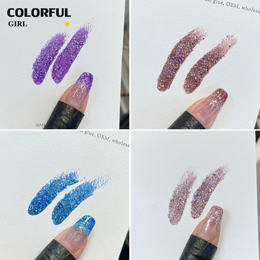 【พร้อมส่ง】สีสีเจล JYS สีกากเพชร+เลเซอร์แฟลช 18 สี แถม ชาร์ทสี(JIAO YAN SHE) สีเจลแฟลช