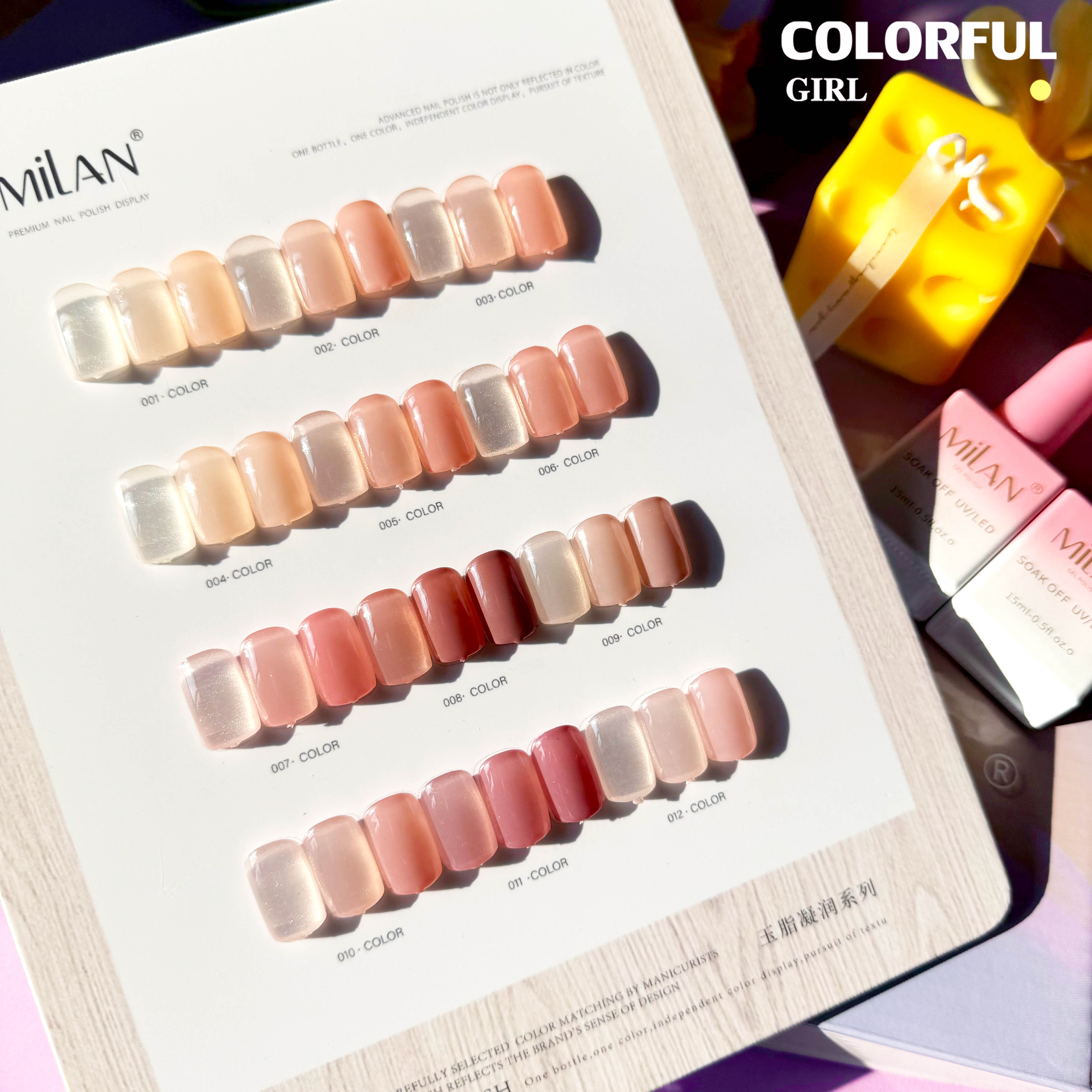 MILAN 12 สี สามคอลเลกชัน สีเจลไซรัป โทนชมพู Ice Peach แถมฟรีชาร์ทสี