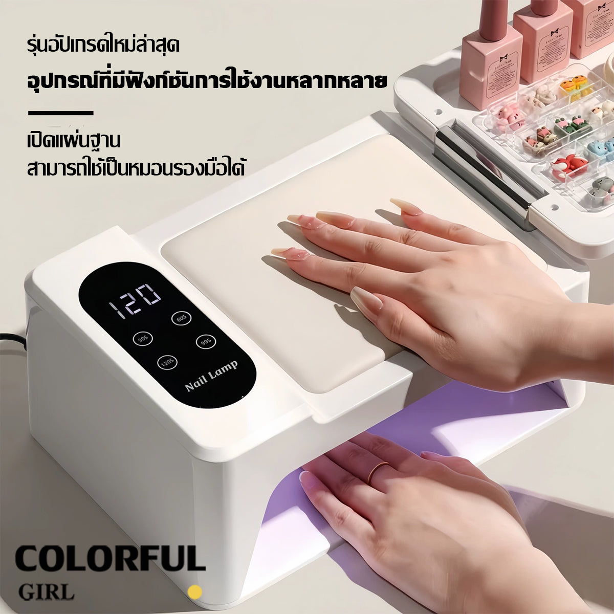 SUNUV เครื่องอบเล็บเจล รุ่น M8 / M7 380W 💅 แบบ 2-in-1 มาพร้อมที่วางแขน ตั้งเวลาได้ 4 ระดับ|แสงคู่ UV/LED ป้องกันมือคล้ำ ของแท้