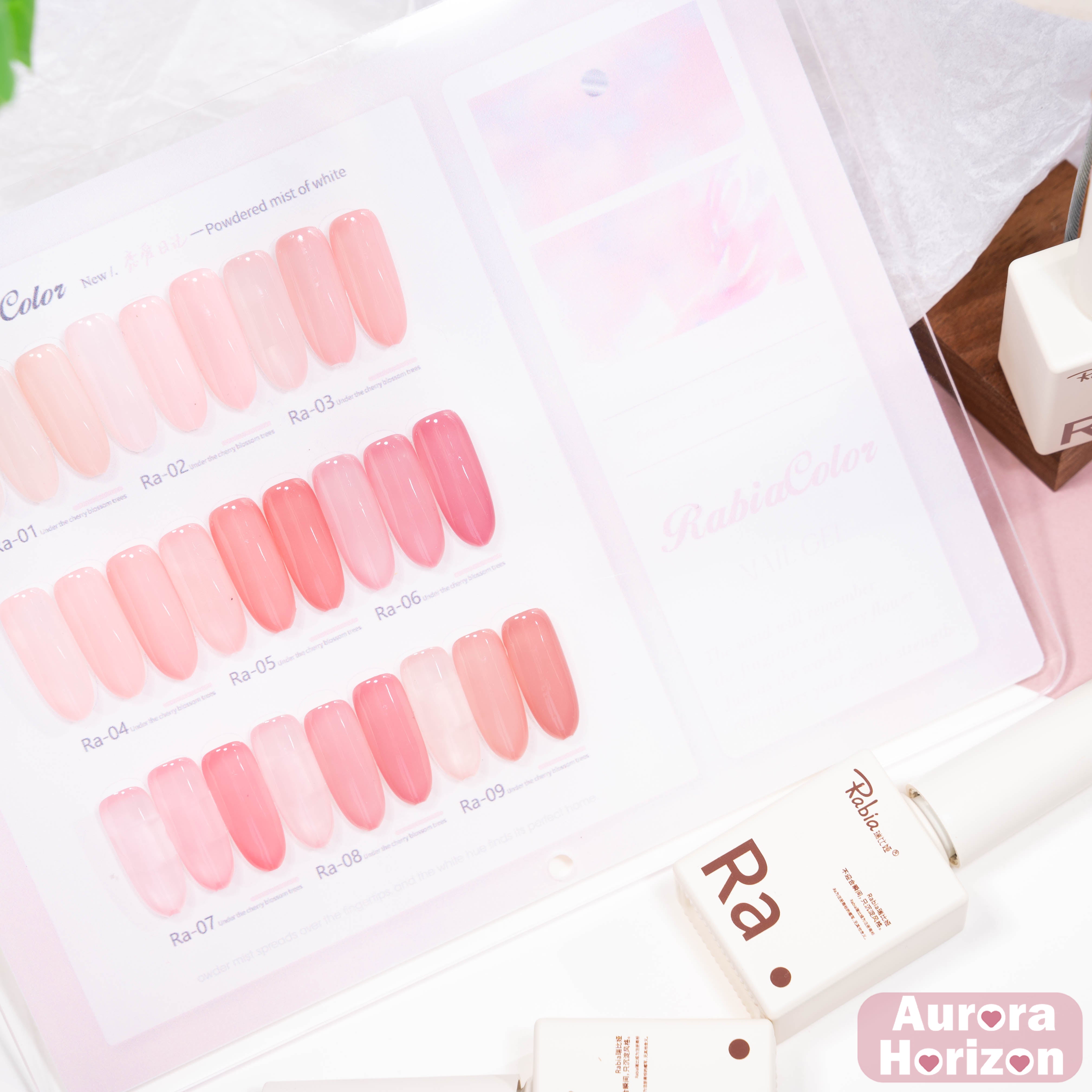 สินค้าขายดี | 【พร้อมส่ง】Rabia สีเจลไซรัป Baby Soft / สีเจลไซรัปโทนผิวธรรมชาติ โทนนู้ดเบบี้นมใส เนื้อเจลนมละมุน กึ่งโปร่งแสง สีสวยชัด 9 สี พร้อมทาใช้งานทันที ชาร์ตสีเจลสำหรับร้านทำเล็บ