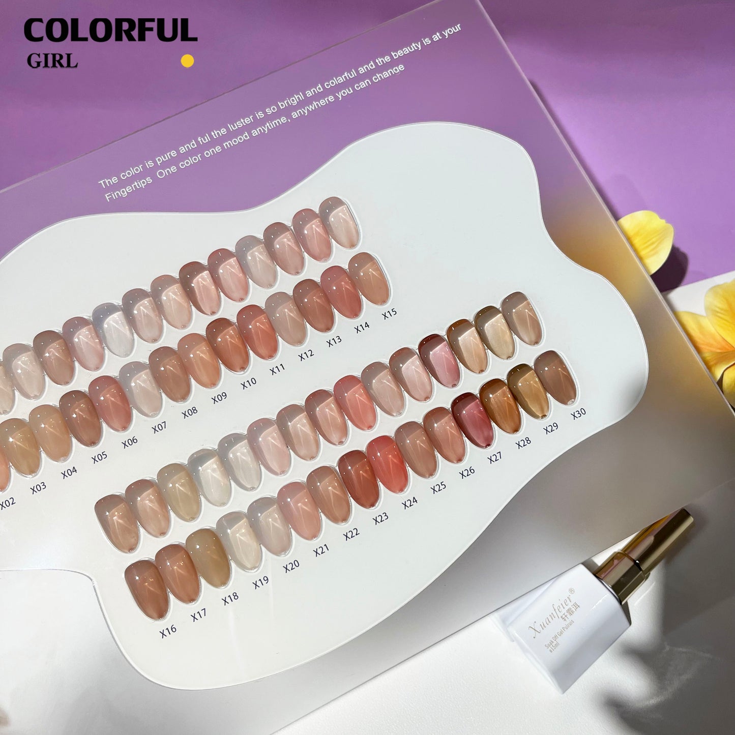 ✨พร้อมส่ง🇹🇭✨สีเจลไซรัปรุ่นใหม่ XUANFEIER 30  สี สีเจลไซรัป โทนชมพู Ice Peach 30 สี แถม ชาร์ทสี สีเจลไซรัปIce Peach