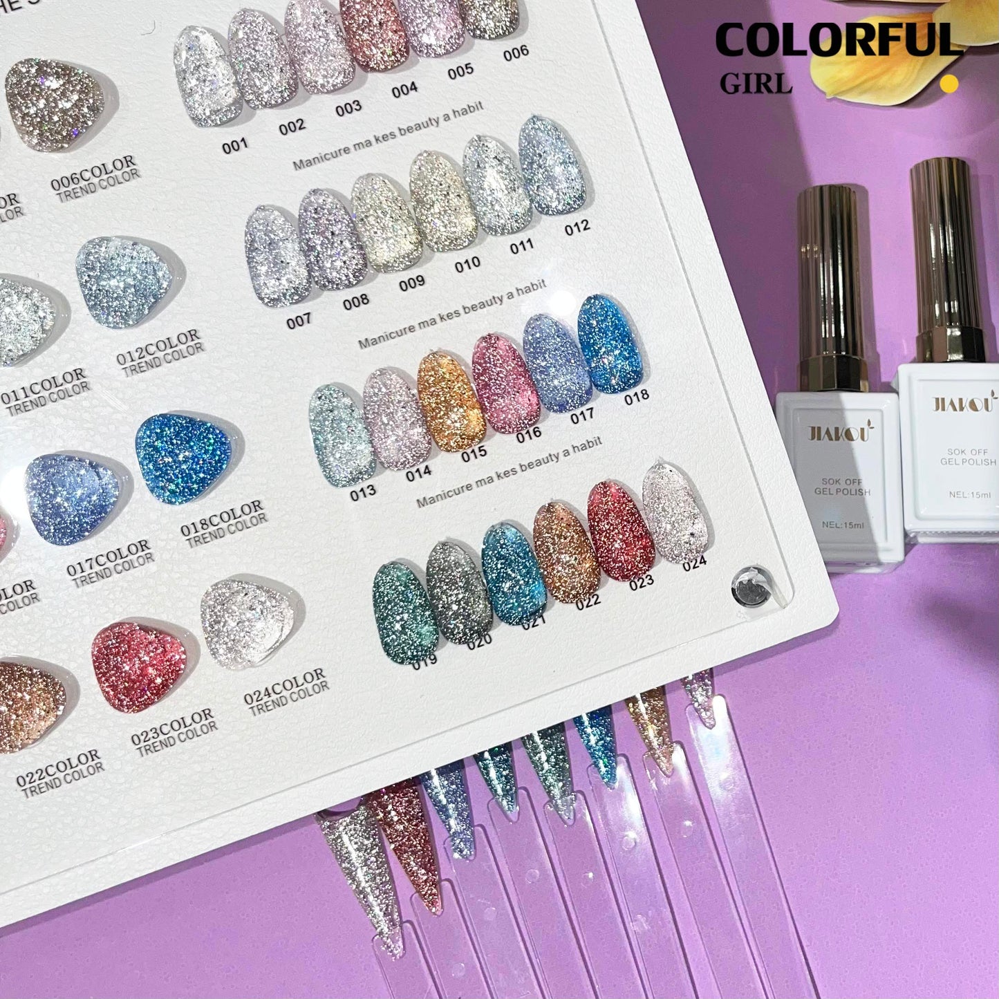 【พร้อมส่ง】JIAKOUสีเจลแฟลช สีทาเล็บเจล 24สี(JIAKOU) สีเจล25สี สีเจลแฟลช แถม ชาร์ทสี (แถม ชาร์ทสี ทามาให้แล้ว)